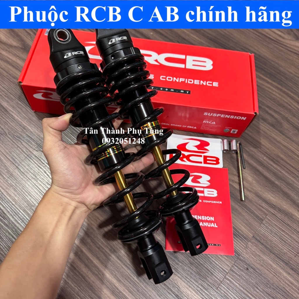 Phuộc RCB C Air Blade AB 110/125/150 chính hãng: Đen ty vàng, đỏ , đen, vàng, BH 1 năm