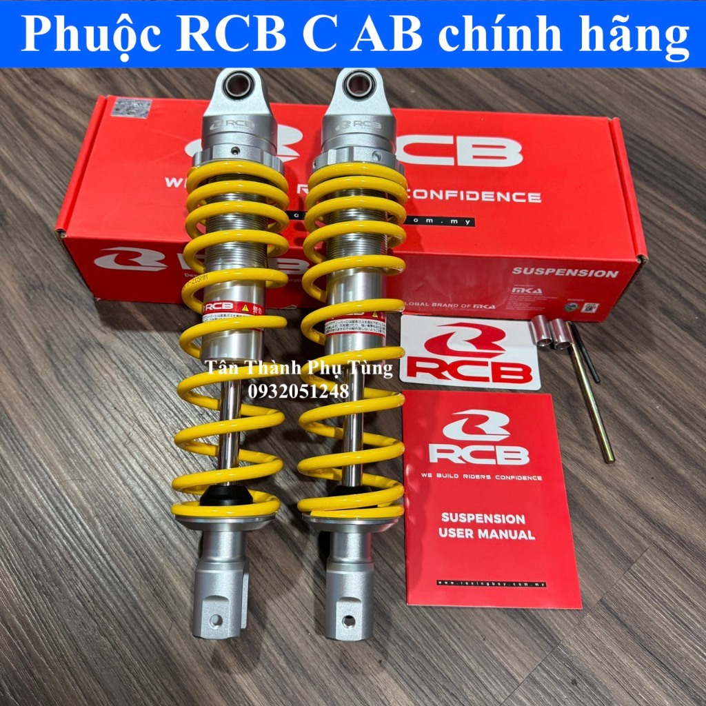 Phuộc RCB C Air Blade AB 110/125/150 chính hãng: Đen ty vàng, đỏ , đen, vàng, BH 1 năm