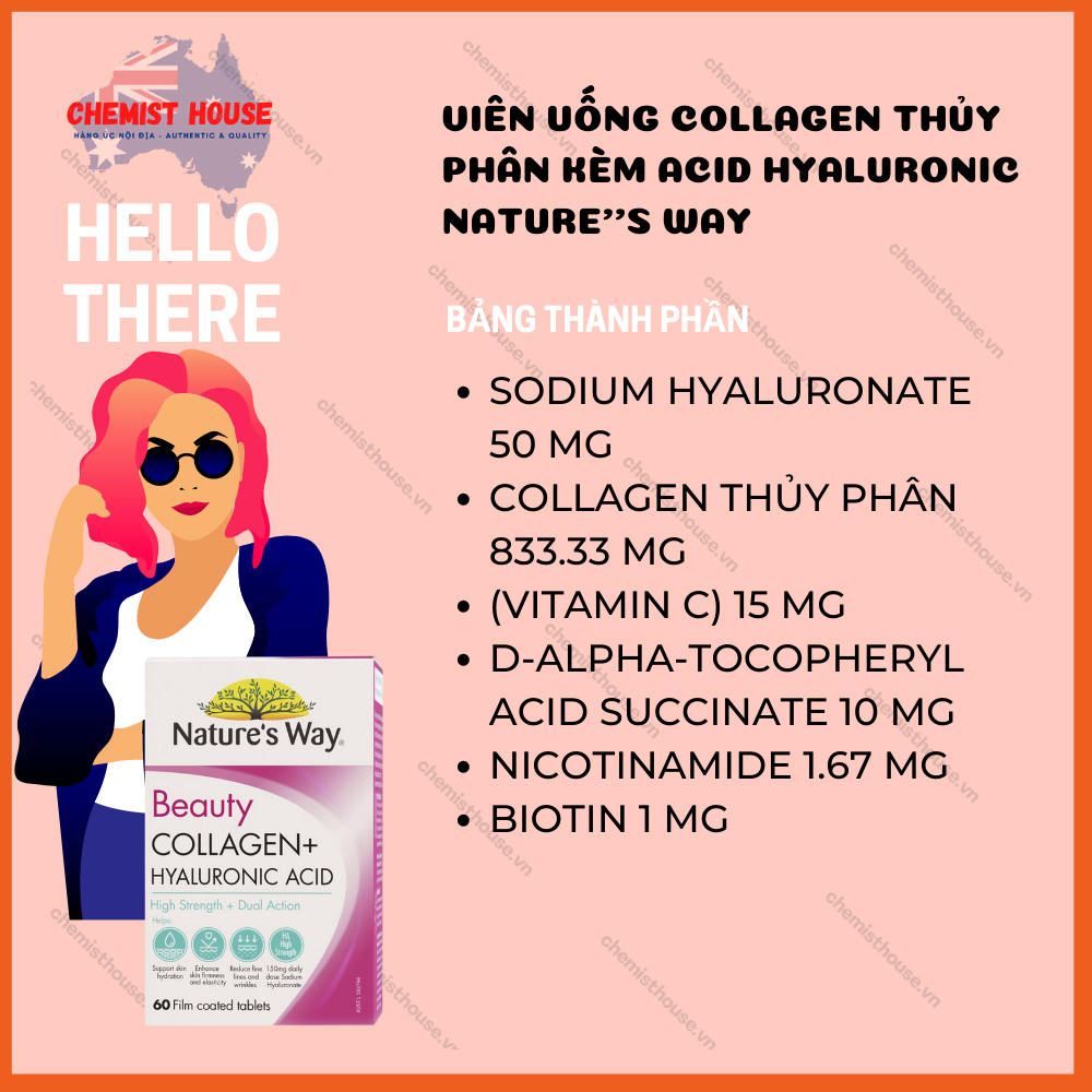 Collagen dạng viên trắng da trẻ hóa - Nature's Way Collagen