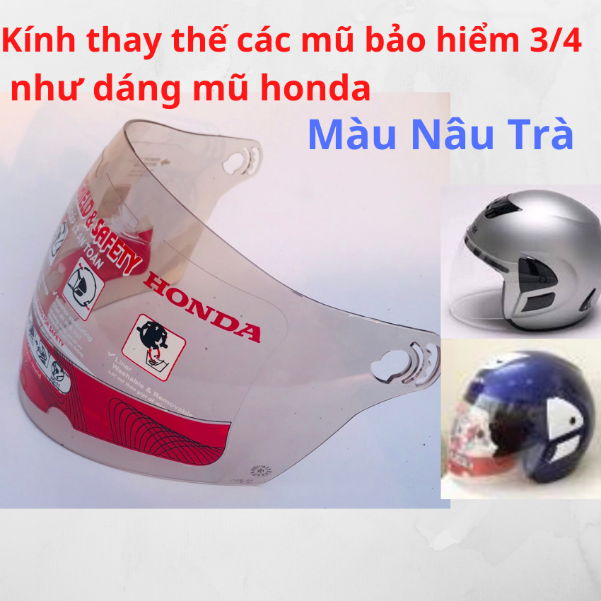 Kính thay thế mũ bảo hiểm 3/4 dáng mũ honda- kính xịn đẹp xử lý nano