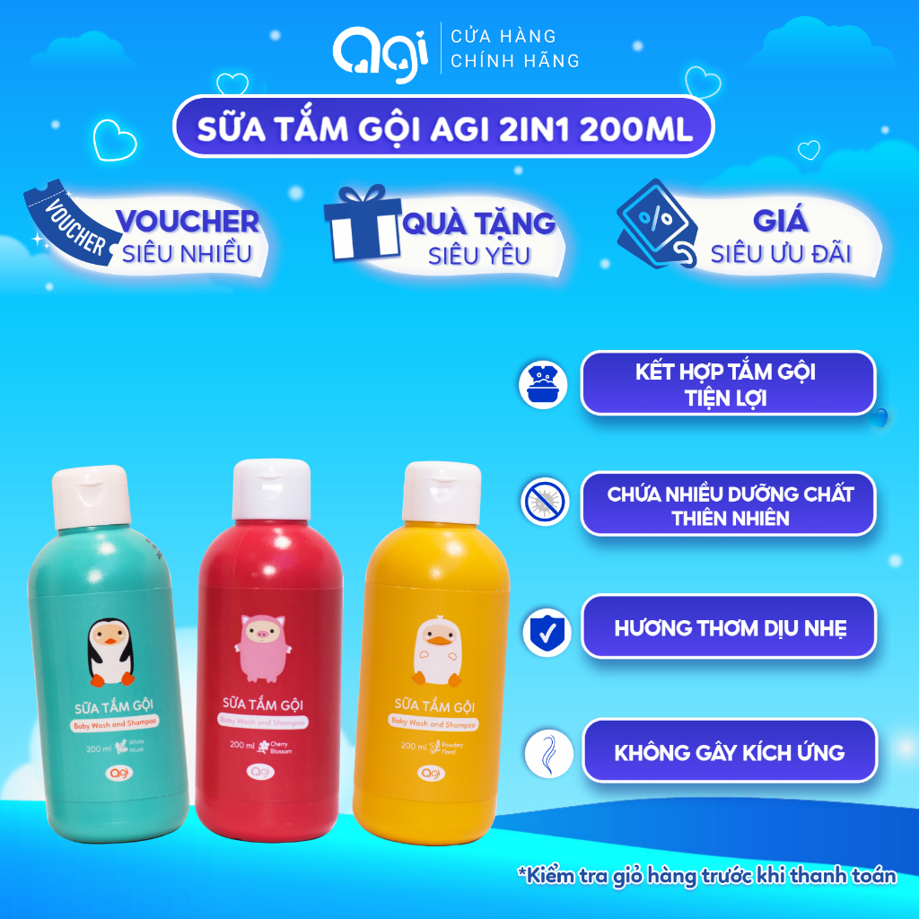 Sữa tắm gội Agi 2 in 1 200ml