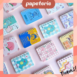 Sổ ghi chú a7 papeterie gáy xoắn bỏ túi tiện lợi, sổ a7 họa tiết dễ thương, sổ tay ghi chép mini, khổ a7