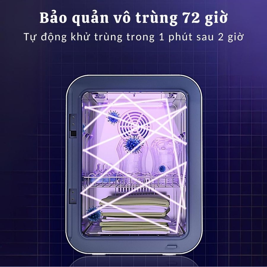 Máy tiệt trùng sấy khô bình sữa bằng tia UV và khí nóng, loại bỏ vi trùng, vi khuẩn và mùi hôi bảo quản đồ dùng cho bé