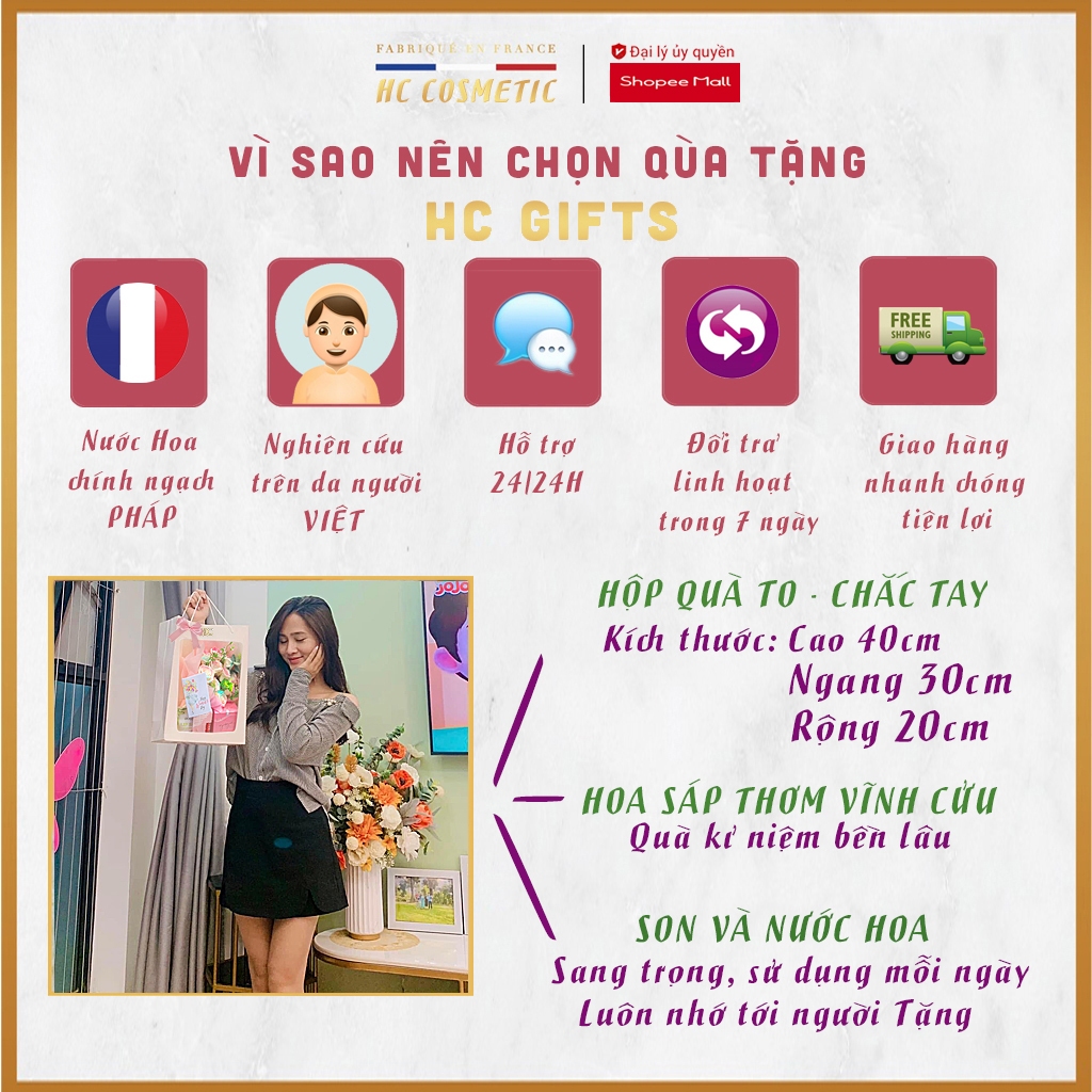 Set quà 20/11 , Set quà tặng 20/11  tặng cô giáo sang trọng son môi nước hoa Pháp HC GIFTS