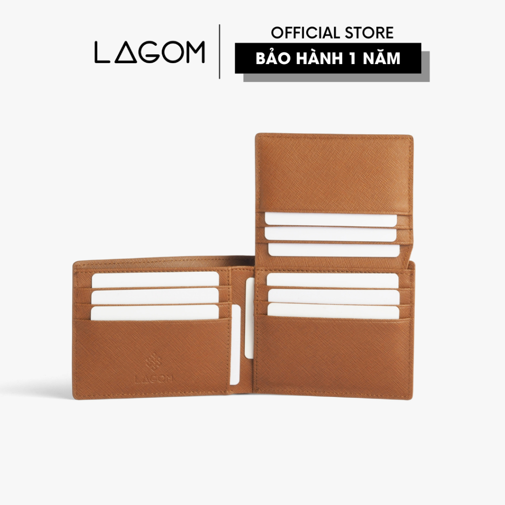 Ví nam Da Thật LAGOM Plus wallet - dáng ngang có ngăn để ảnh