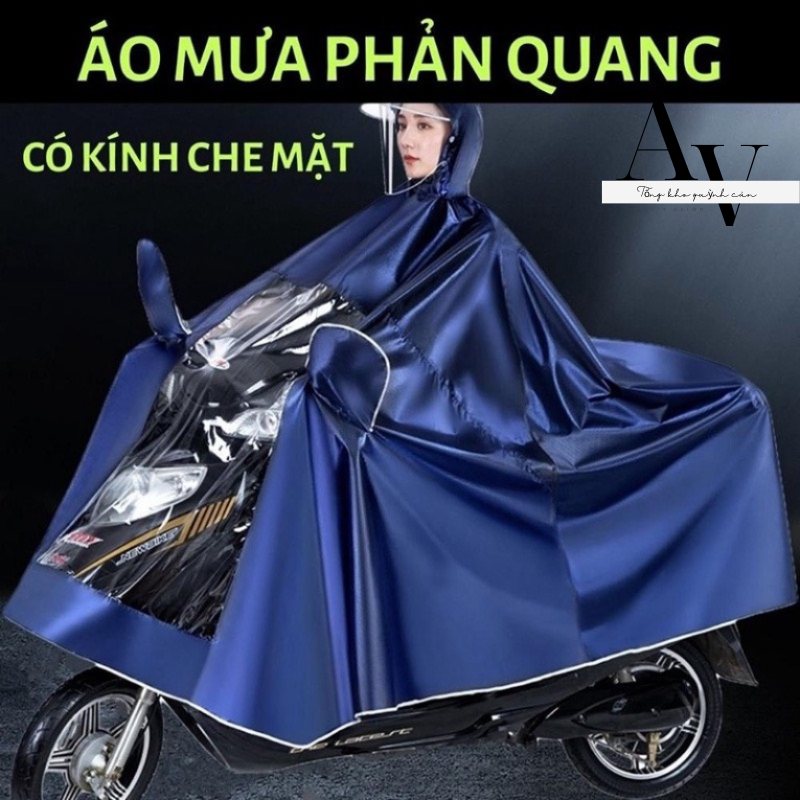 Áo Mưa Phản Quang Chống Thấm Cao Cấp có tấm che mặt,dễ dàng sử dụng