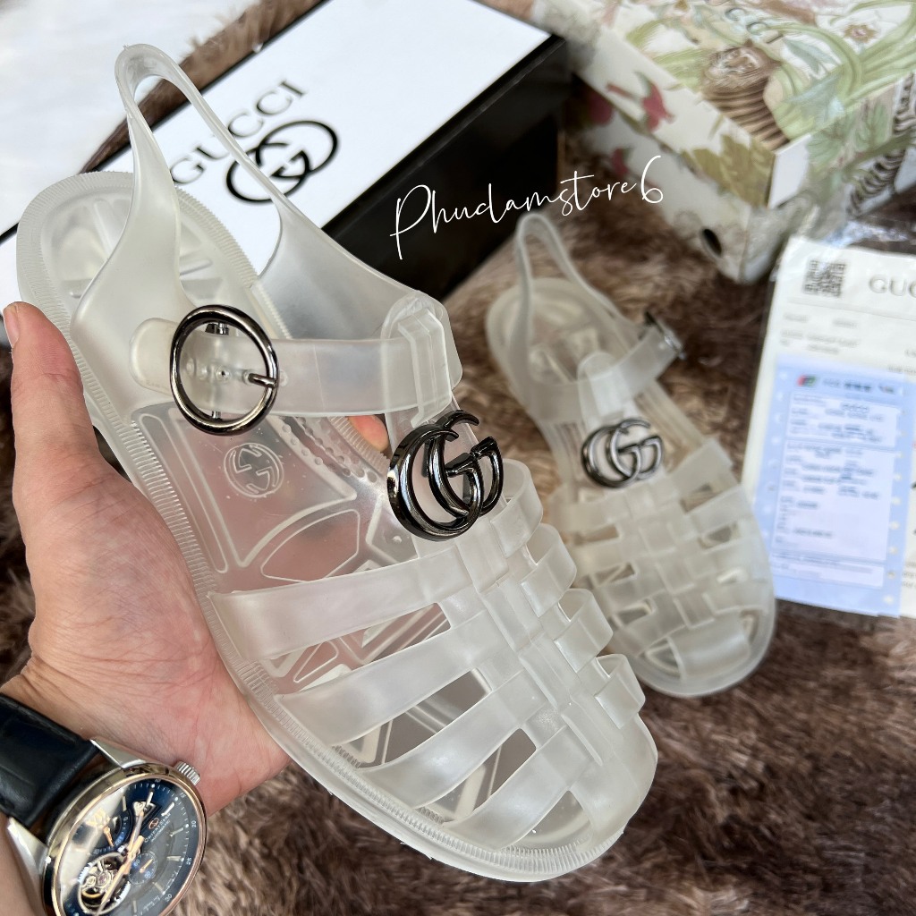 Dép rọ Nam GC Logo Kim Loại màu 1 bên hổ 1 bên gg Cao Cấp , Dép Dọ Nam GC