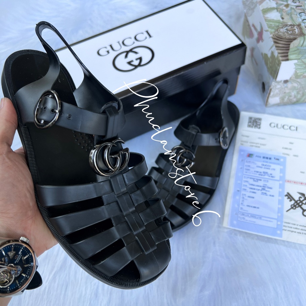 Dép rọ Nam GC Logo Kim Loại màu 1 bên hổ 1 bên gg Cao Cấp , Dép Dọ Nam GC