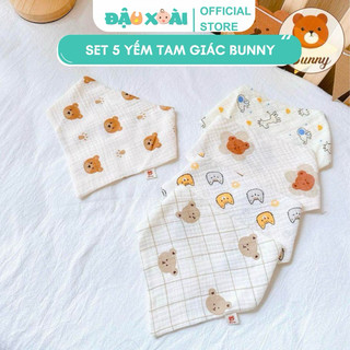 Set 5 yếm xô tam giác Bunny mềm mại cho bé
