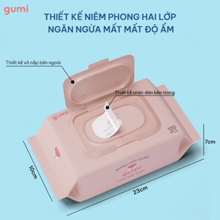 Khăn ướt Gumi gói 100 tờ, giấy ướt không cồn cao cấp dành cho bé