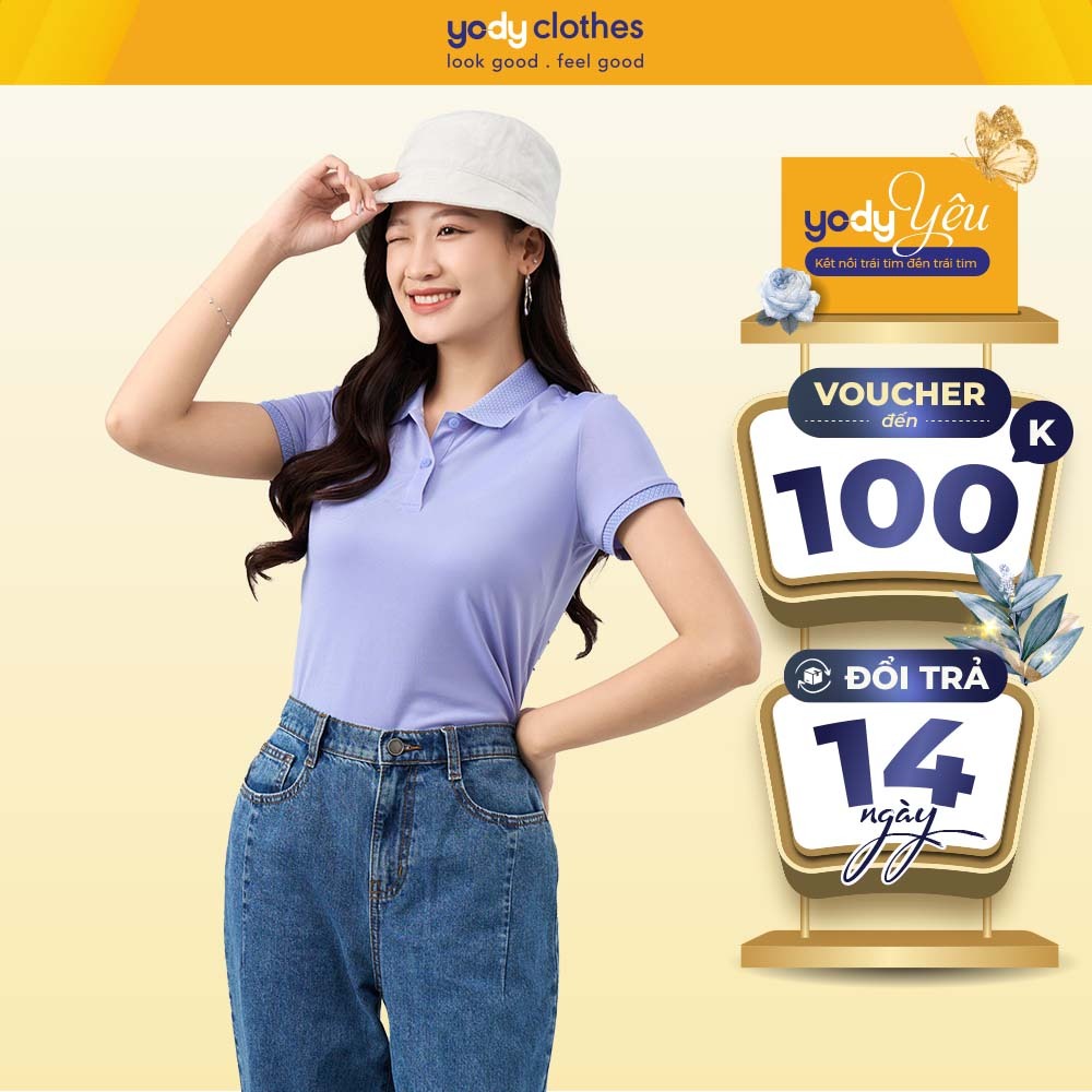 Áo thun polo nữ YODY chất vải coolmax bo dệt nổi chất siêu mát phù hợp mùa hè APN5320