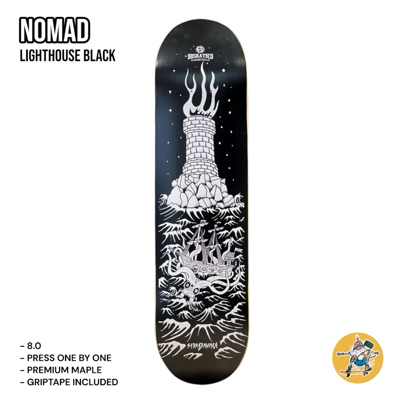 Ván Trượt Skateboard BDSKATECO SEBAS LIGHTHOUSE BLACK DECK 8.0