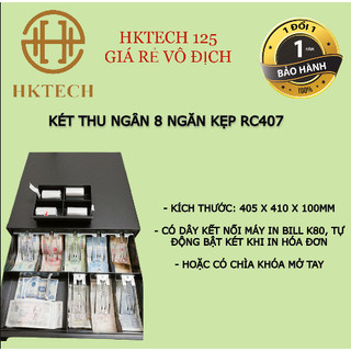 Két thu ngân cỡ lớn 8 ngăn kẹp, ngăn kéo thu ngân RC407 , két thu ngân giá rẻ cỡ lớn