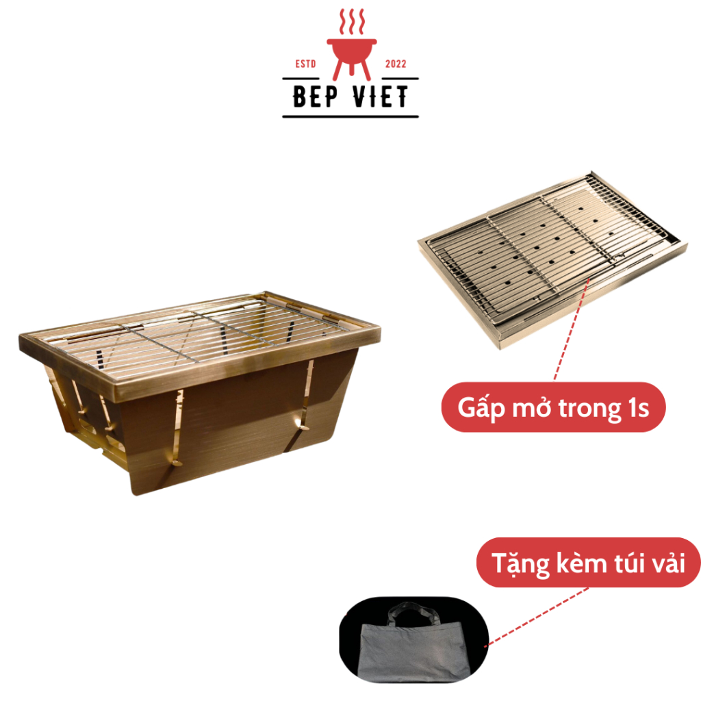 Bếp Nướng Than Hoa Cao Cấp Bếp Nướng Ngoài Trời Gấp Gọn Siêu Mỏng BẾP VIỆT