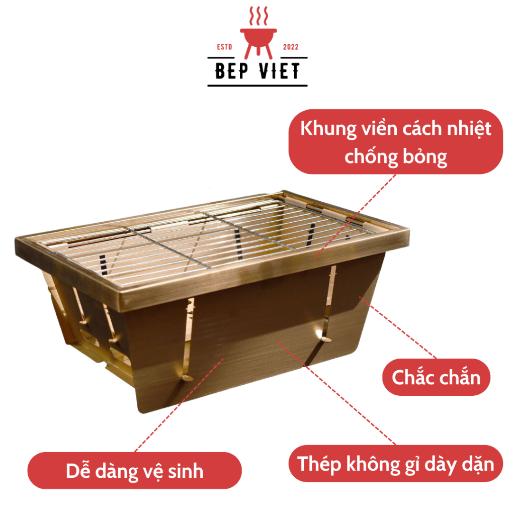 Bếp Nướng Than Hoa Cao Cấp Bếp Nướng Ngoài Trời Gấp Gọn Siêu Mỏng BẾP VIỆT