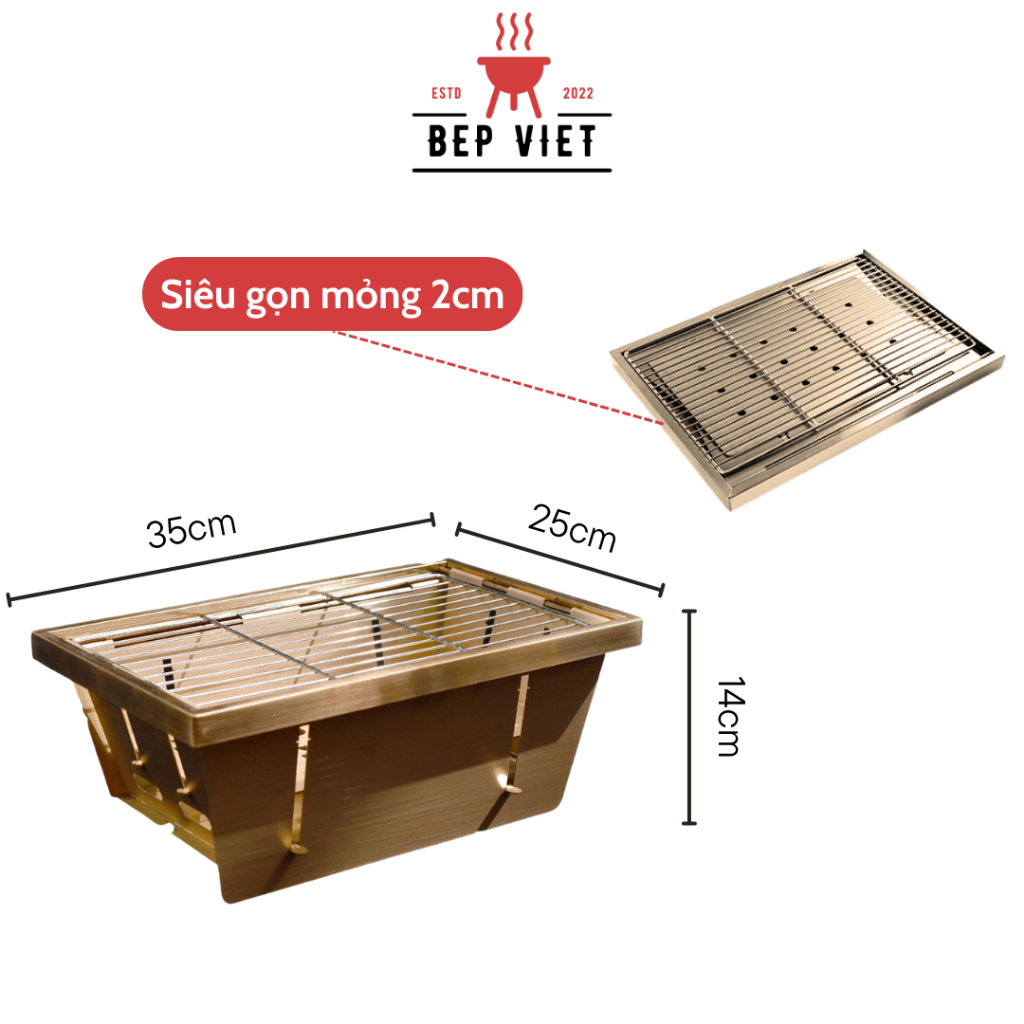 Bếp Nướng Than Hoa Cao Cấp Bếp Nướng Ngoài Trời Gấp Gọn Siêu Mỏng BẾP VIỆT