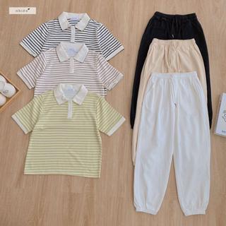 Áo thun nữ - áo thun polo sọc nữ nhienhienvintage BT216