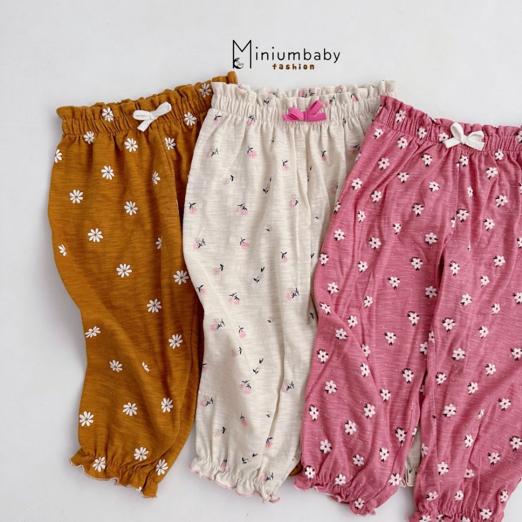 Quần dài thu đông, chất liệu cotton mềm mịn cho bé gái, màu sắc điệu đà, Miniumbabyfashion QD1691