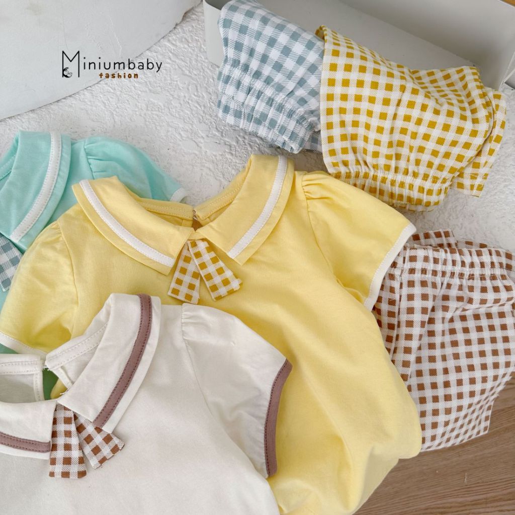 Set bộ polo cộc tay cho bé gái chất liệu cotton mềm mịn, Miniumbabyfashion SB1685, SB1774