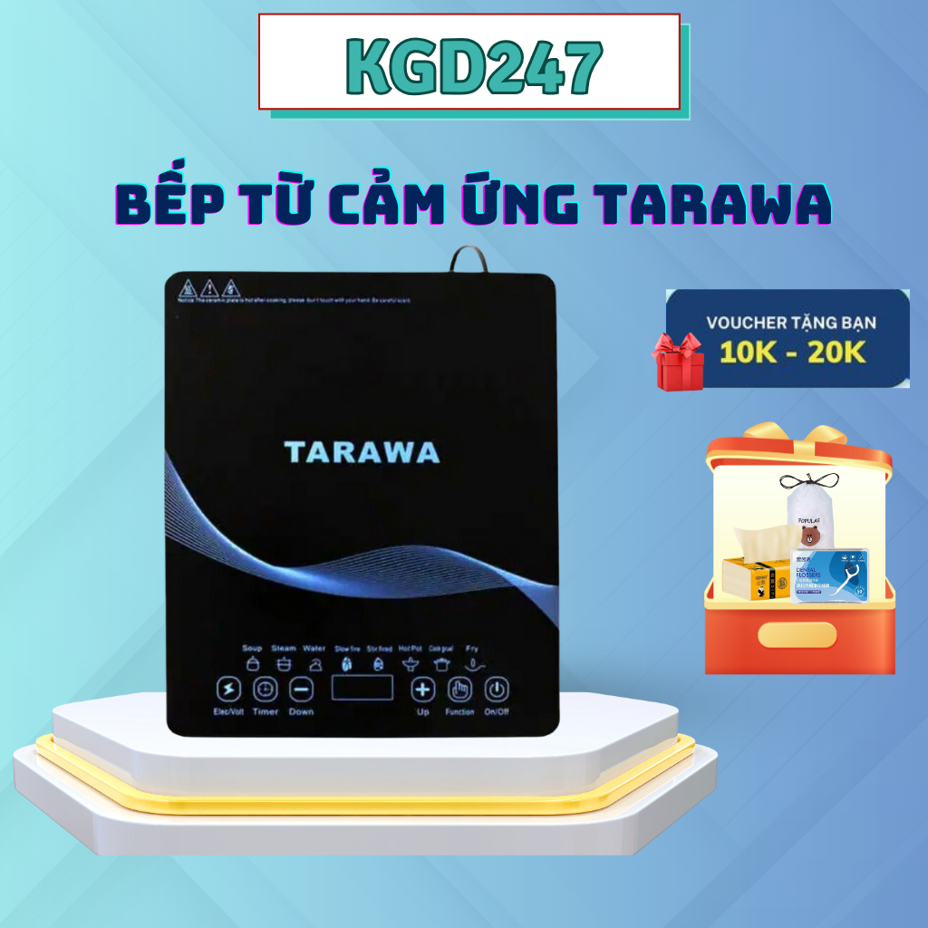 Bếp Từ Đơn Tarawa Nhật Bản Cao Cấp 2000W Tiết Kiệm Điện, Màn Hình Cảm Ứng Tuỳ Chỉnh Siêu Nét, Bảo Hành 12 Tháng