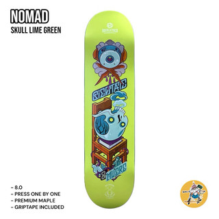 Ván trượt skateboard BDSKATECO MADERA SKULL LIME GREEN DECK 8.0