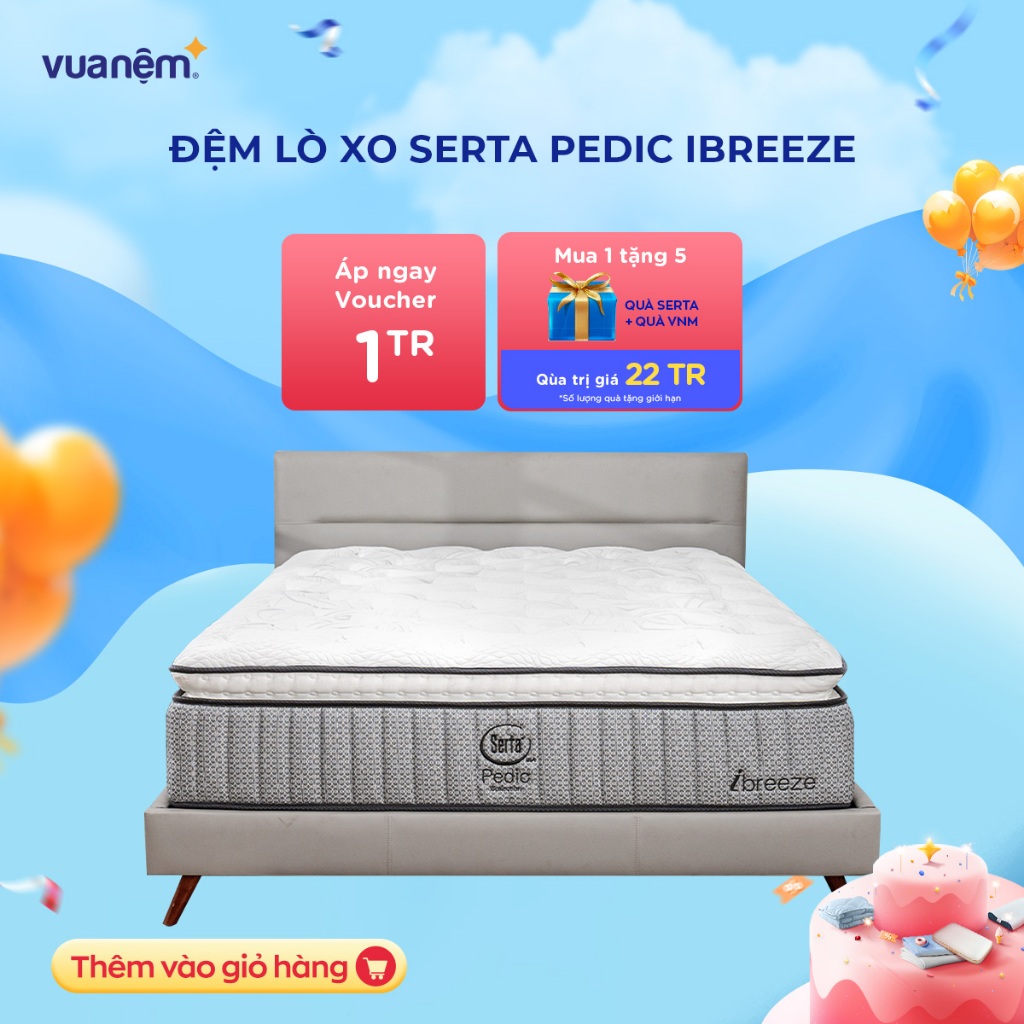 Nệm lò xo cao cấp Serta Pedic iBreeze 41cm