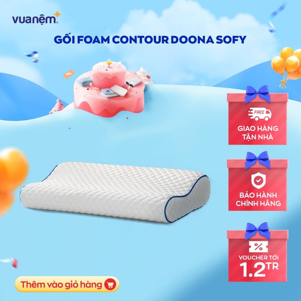 Gối Foam Contour Doona Sofy Cấu Trúc Lượn Sóng Nâng Đỡ Định Hình Xương Cổ Và Đầu