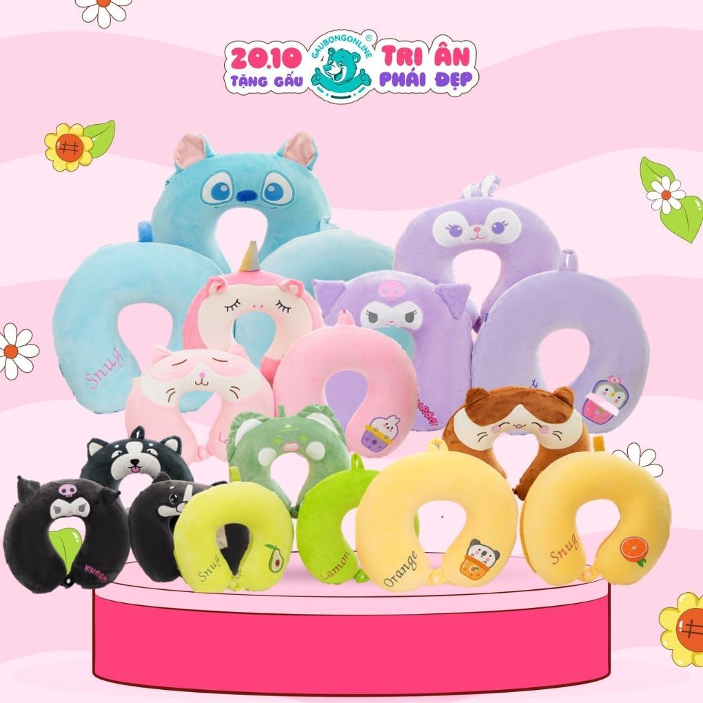 Gối Chữ U Kê Cổ Thú Quả Chống Đau Mỏi Vai Gáy, Gối Tựa Cổ Cao Su Non Siêu Mềm Mại Cho Dân Văn Phòng Tiện Lợi Khi Du Lịch