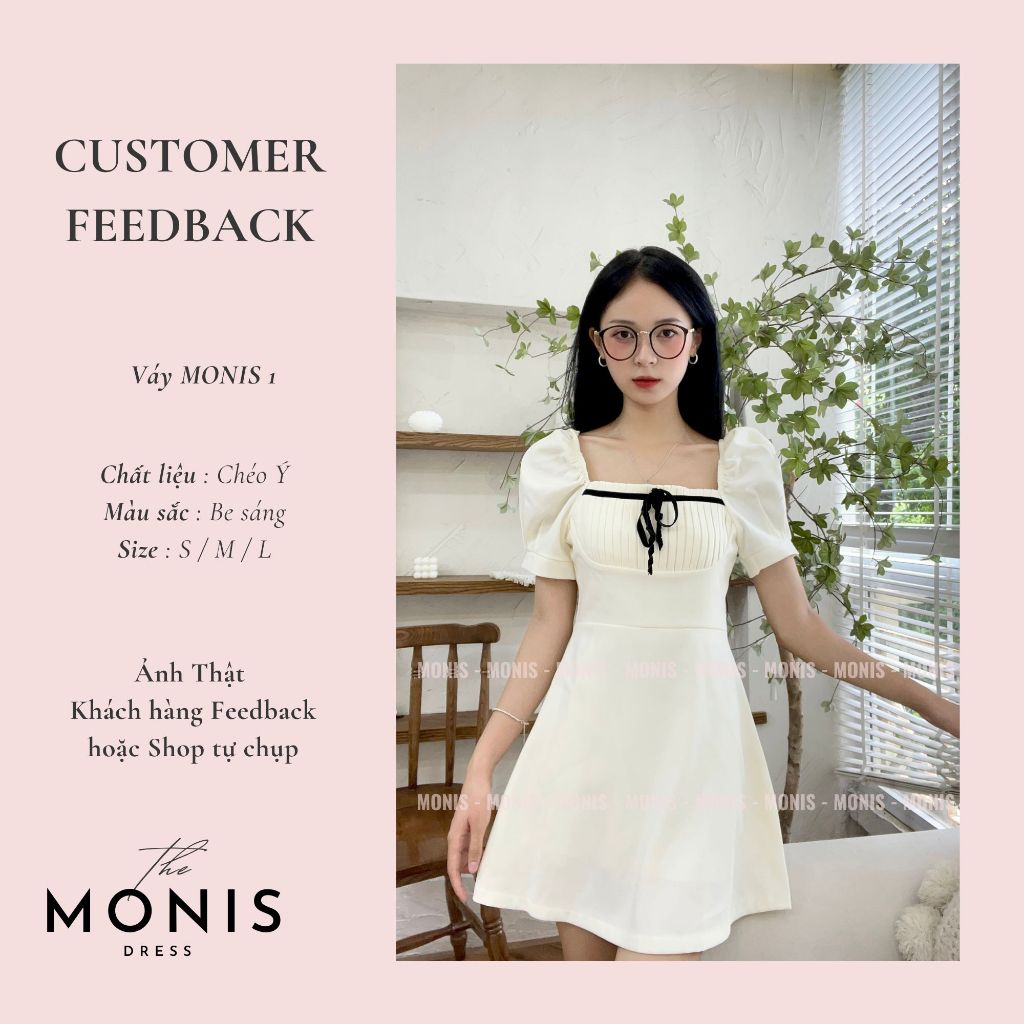 Đầm thiết kế tay bồng chữ A nơ sọc ngực MN1