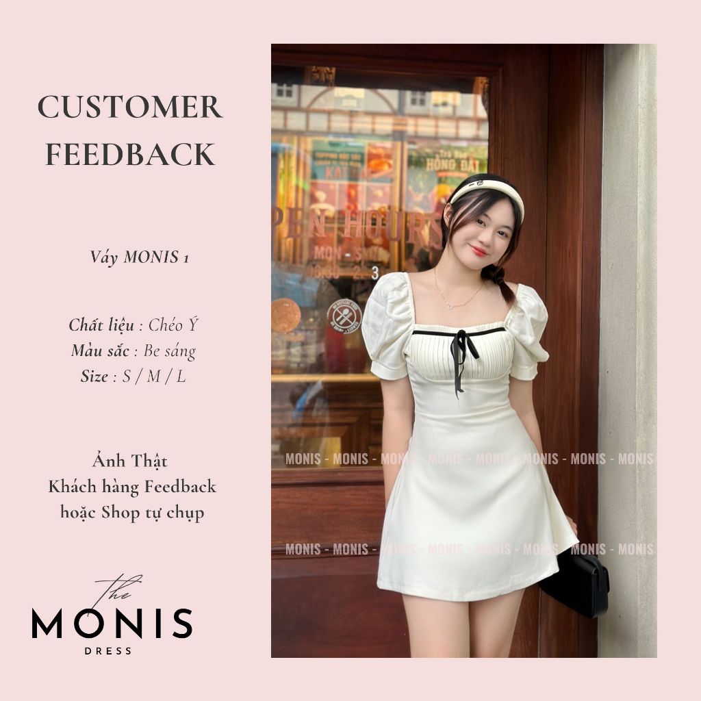 Đầm thiết kế tay bồng chữ A nơ sọc ngực MN1