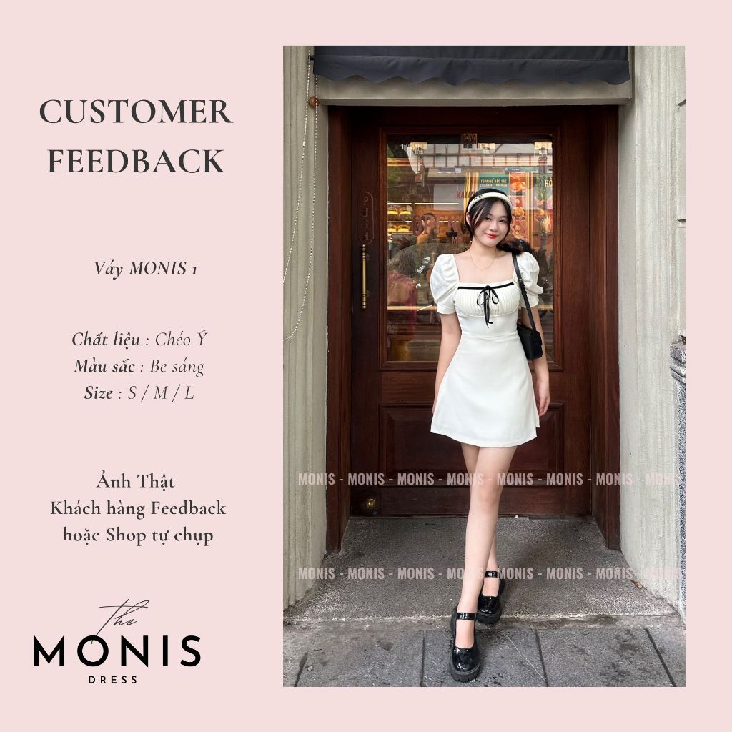 Đầm thiết kế tay bồng chữ A nơ sọc ngực MN1