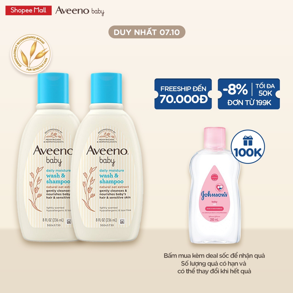 Bộ 2 Sữa tắm gội toàn thân Aveeno Baby 236ml