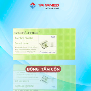 Bông Tẩm Cồn, Cồn Gạc STERILANCE Hộp 100 Miếng