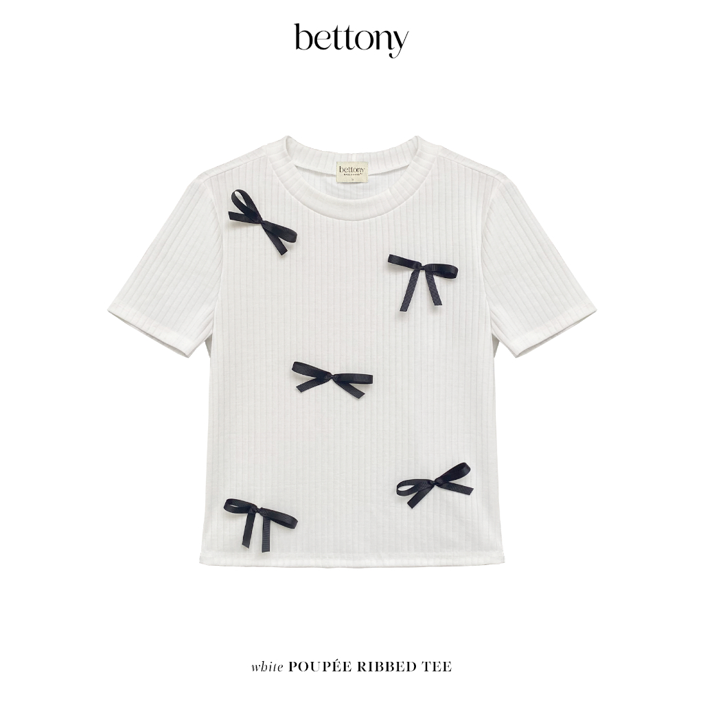 BETTONY Poupée Ribbed Tee - Áo baby tee đính nơ