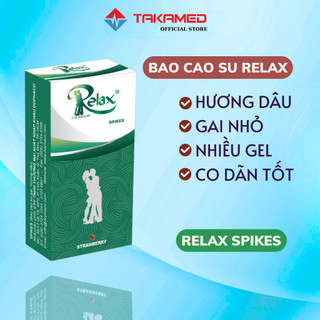 Bao cao su Relax Spikes siêu mỏng, gai, hương dâu hộp 12 BCS