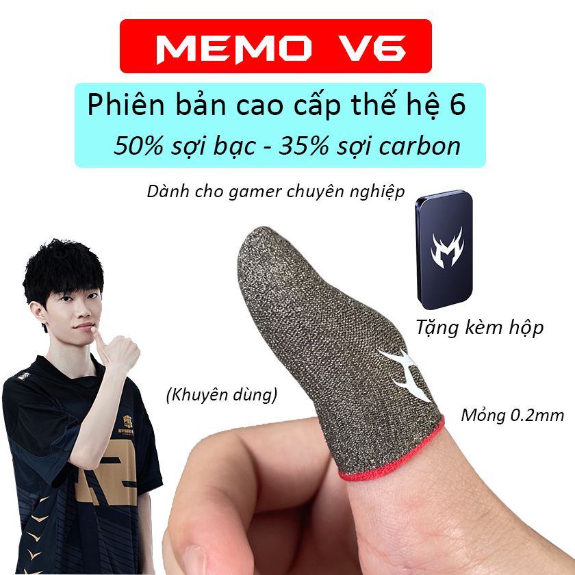 Găng tay chơi game MEMO Ver 6 chống mồi hôi bao tay cảm ứng 2 ngón chơi Liên Quân mobile FF PUBG trên điện thoại