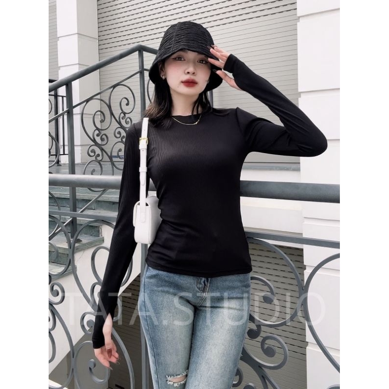 Áo Thun Gân Dài Xỏ Ngón