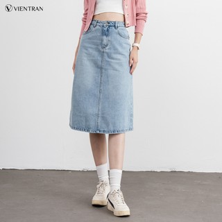 Chân Váy Jean VIEN TRAN Midi Dáng A V62I23Q008