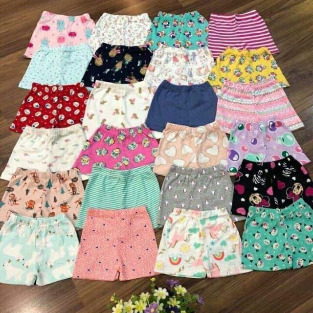 COMBO 10 Quần đùi chục cho bé gái thun cotton 100% co dãn thấm hút mồ hôi họa tiết cho bé gái  Trang Xô Kids