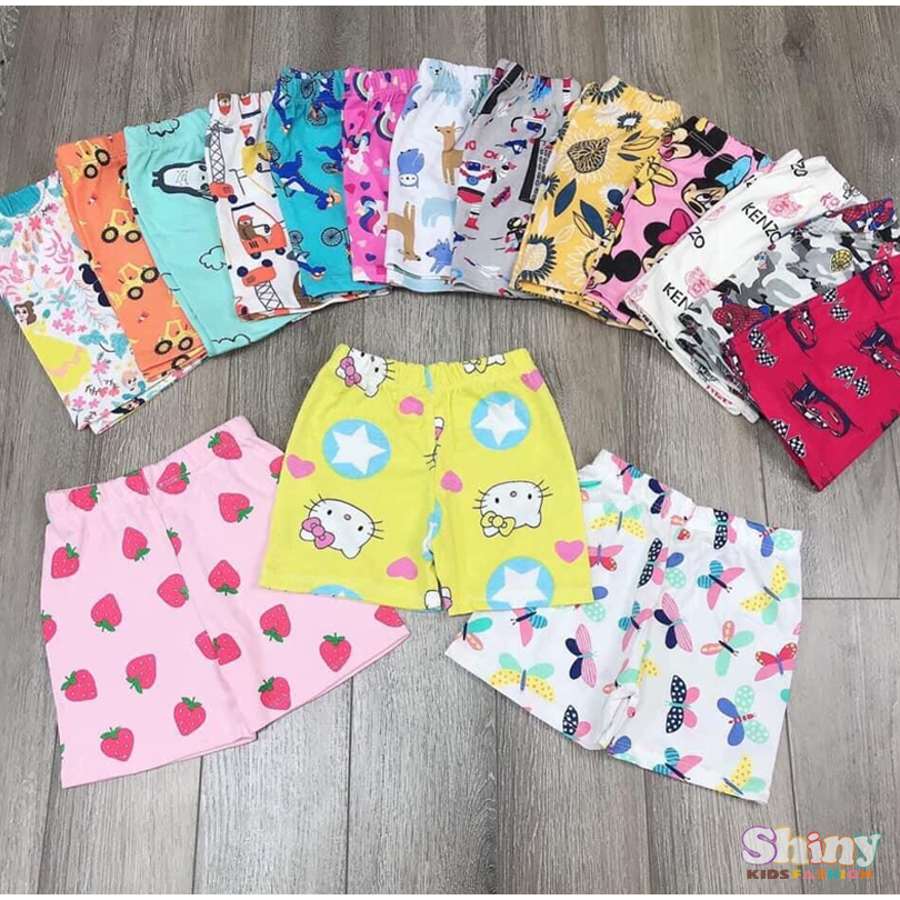 COMBO 10 Quần đùi chục cho bé gái thun cotton 100% co dãn thấm hút mồ hôi họa tiết cho bé gái  Trang Xô Kids