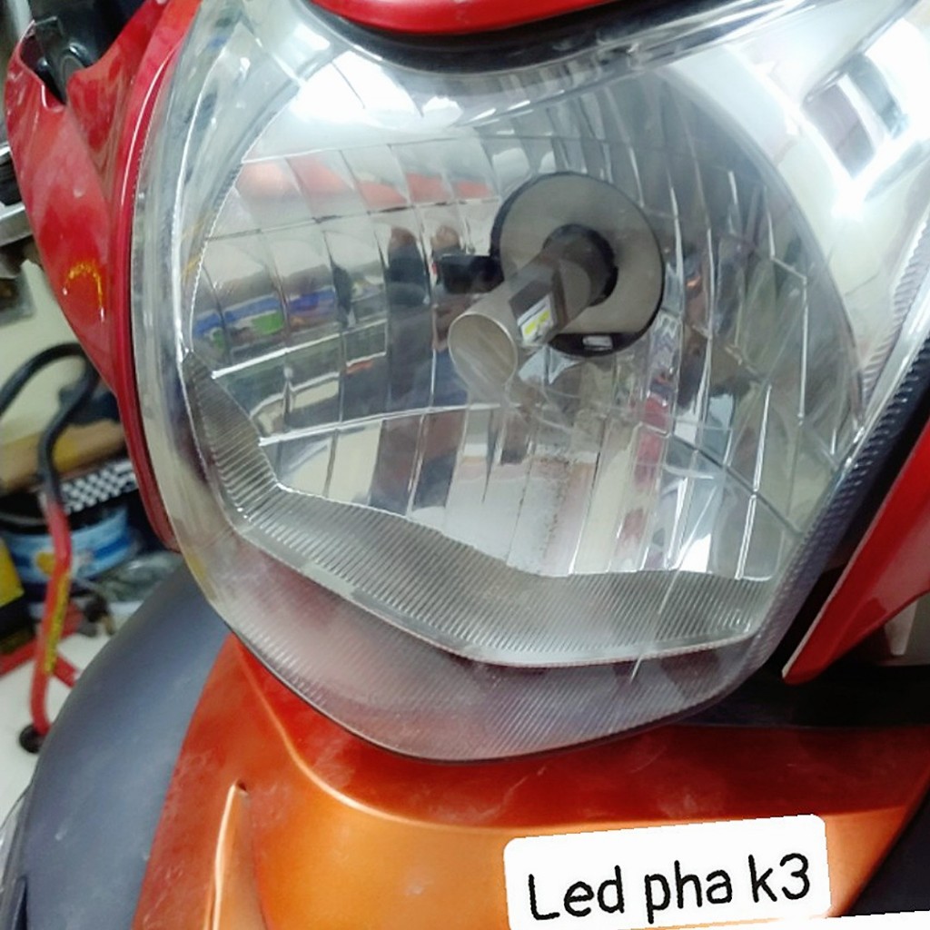 Đèn pha led K3 chân h4 tản nhiệt gắn oto xe máy