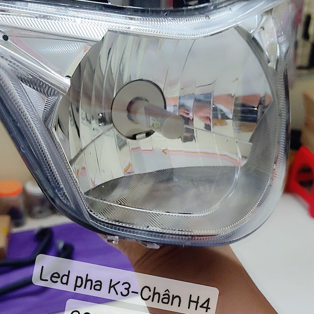 Đèn pha led K3 chân h4 tản nhiệt gắn oto xe máy