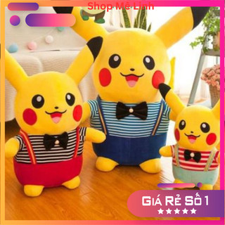 Gấu bông pikachu mặc yếm - gấu ôm pikachu mặc áo tinh nghịch dễ thương - shop mê linh
