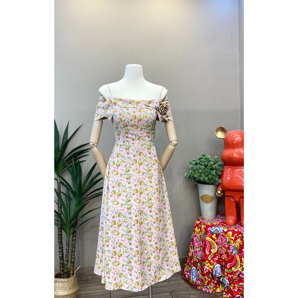 Váy trễ vai ngực đính hoa-10518