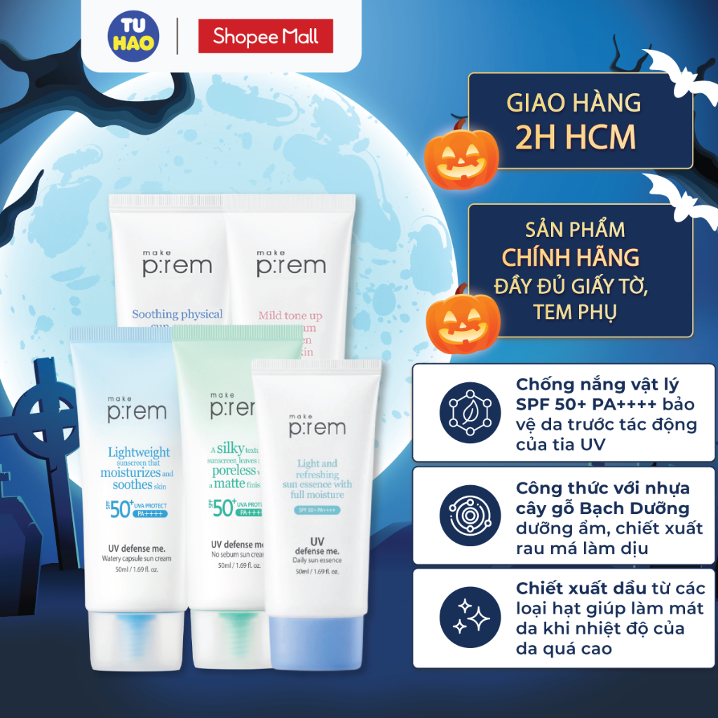 Kem Chống Nắng Vật Lý Make Prem UV Sun Cream Make P:rem SPF 50+ PA++++ 70ml