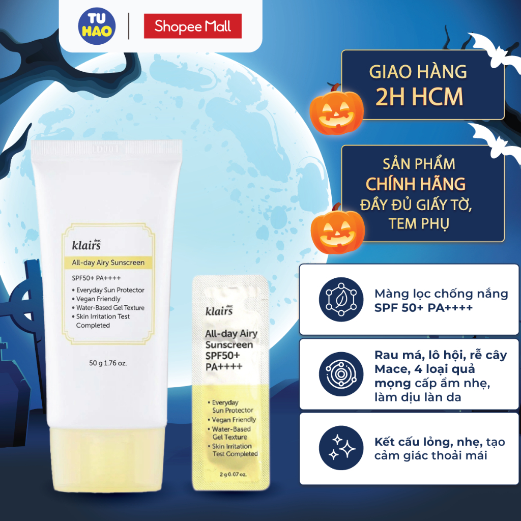 Kem Chống Nắng Klairs All-day Airy Sunscreen SPF50+ PA++++ 50g