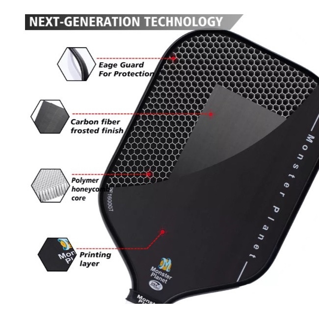 Vợt Pickleball Mars Monster Planet Mặt Nhám Carbon Đánh Bao Ngon