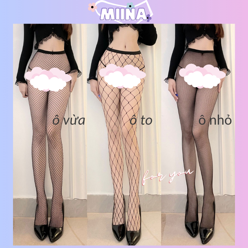 Quần tất nữ, Quần Tất lưới màu đen phong cách Gothic gợi cảm cho nữ T077 - Miina Tất