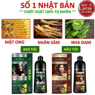    Chính Hãng  Dầu gội phủ bạc GELISSA 500ml nhật bản - Dầu gội nhuộm tóc đen nhuộm tóc nâu. thảo dược tự nhiên an toàn 