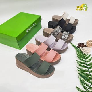 Dép xuồng cross brooklyn mid wedge nữ đế cao 6cm hàng cao cấp, dép cross nữ đế bánh mỳ hai quai ngang - Nhà Cá Sấu